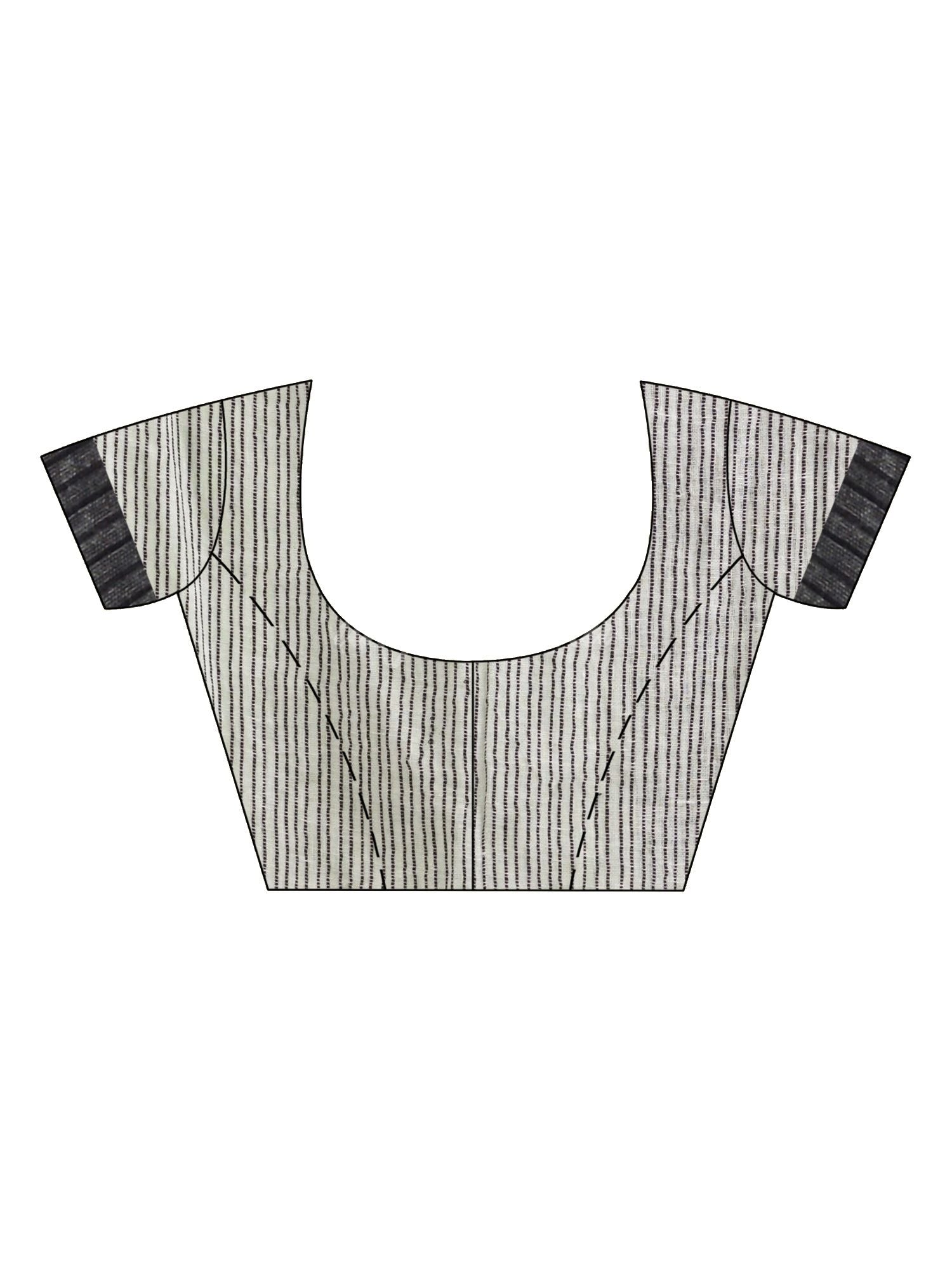 White linen all body pom pom with pallu stipe handwoven saree