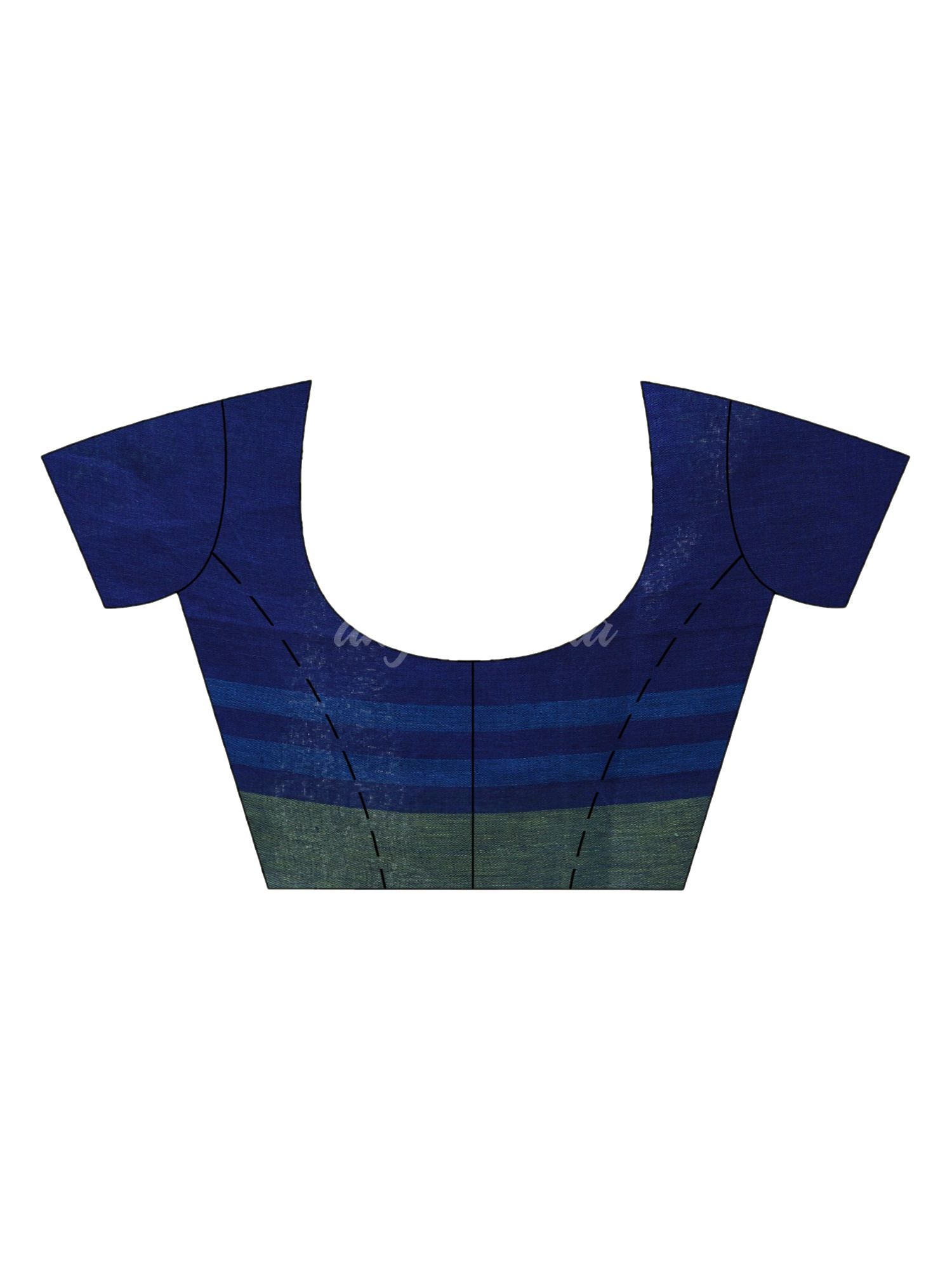 Royal blue linen with pallu stipe handloom saree