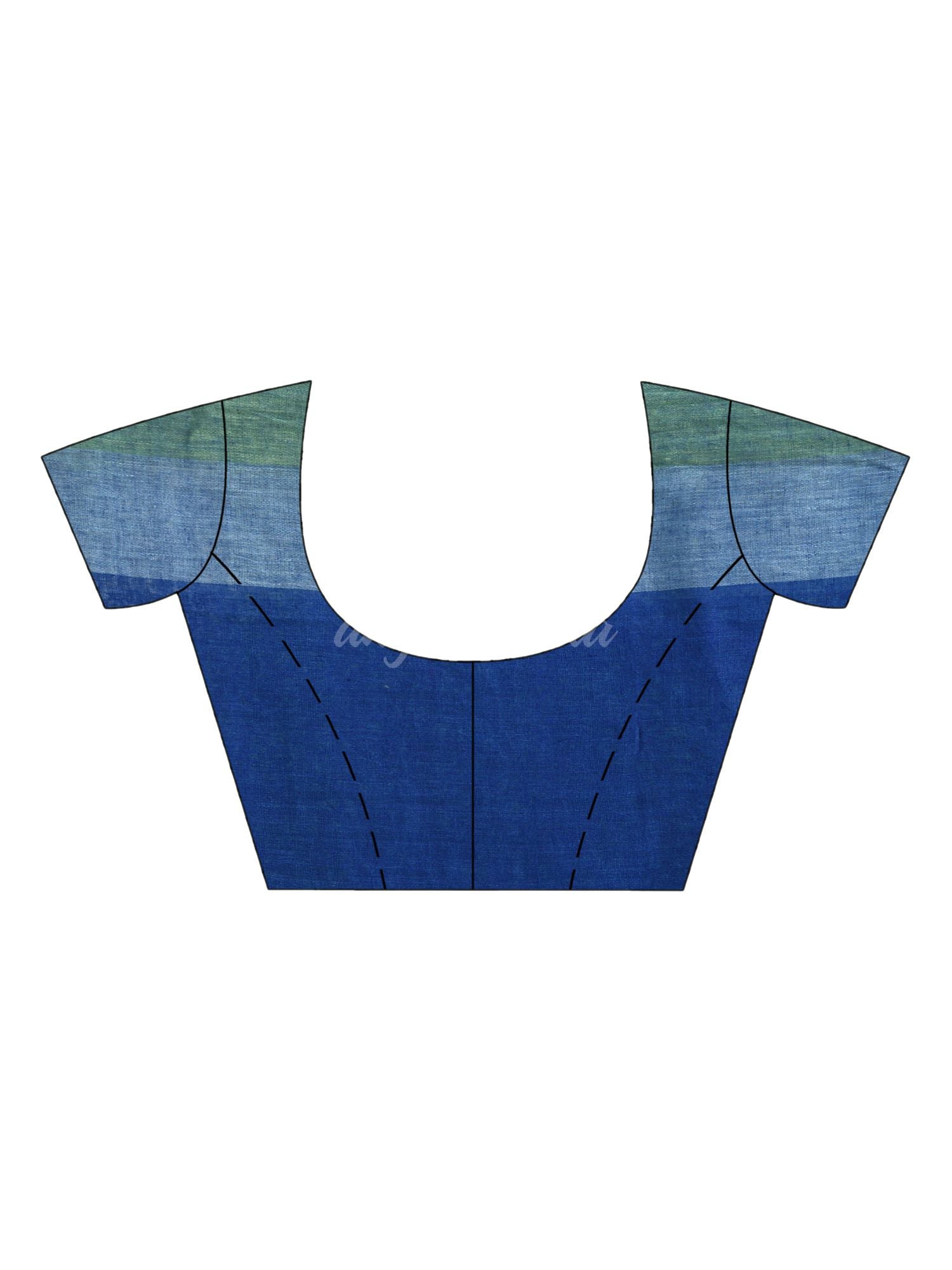 Midnight blue linen with pallu stipe handloom saree