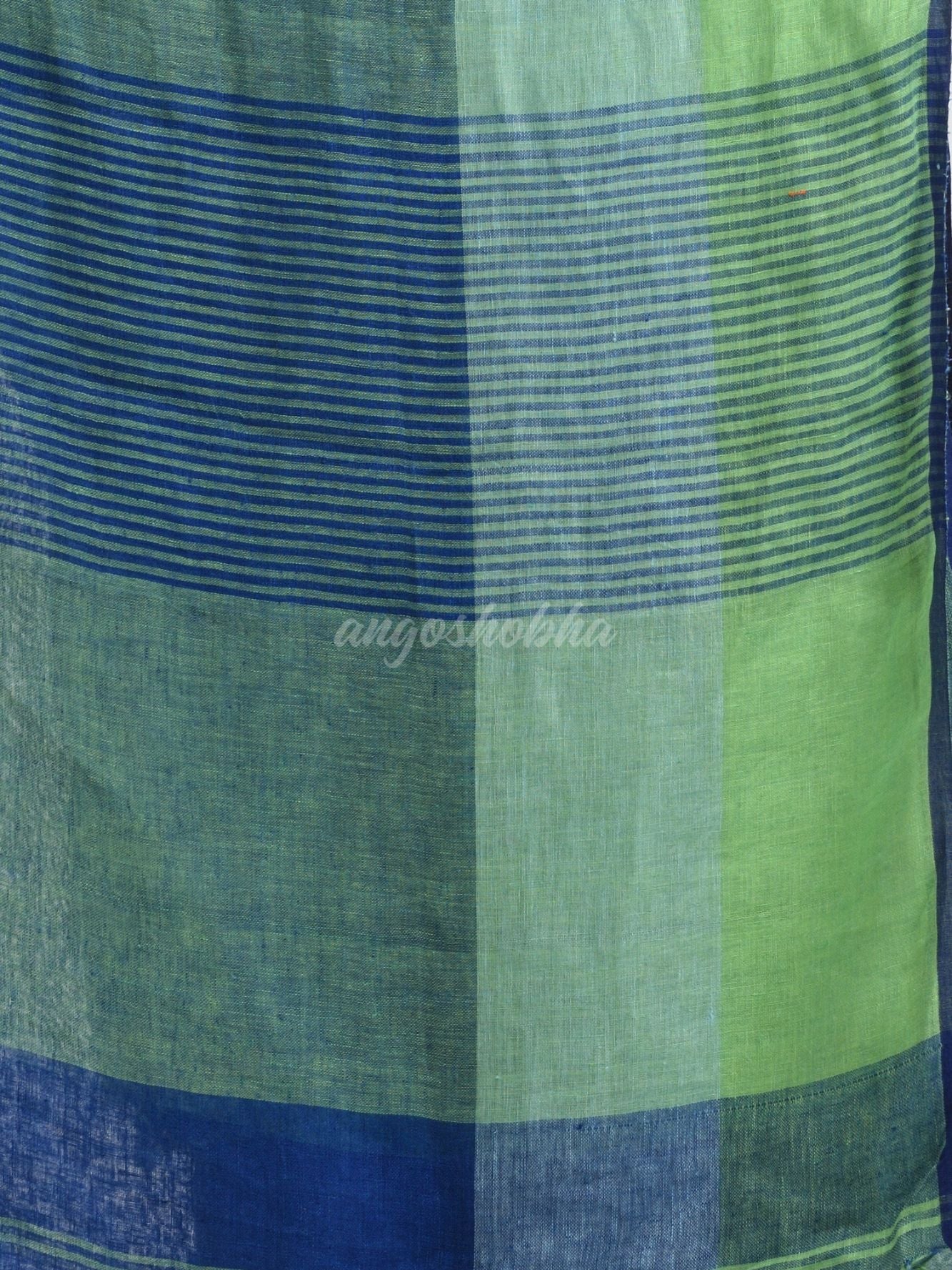 Midnight blue linen with pallu stipe handloom saree