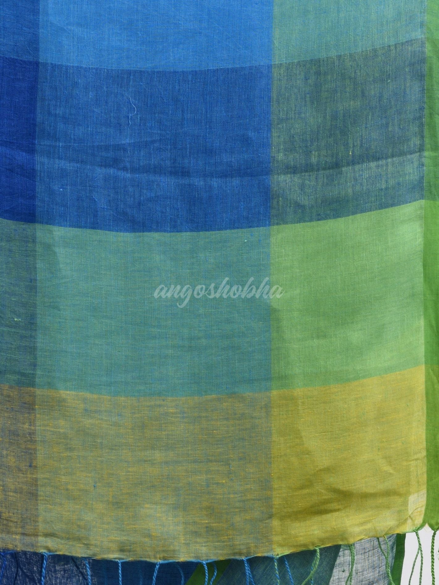 Light blue linen with pallu stipe handloom saree