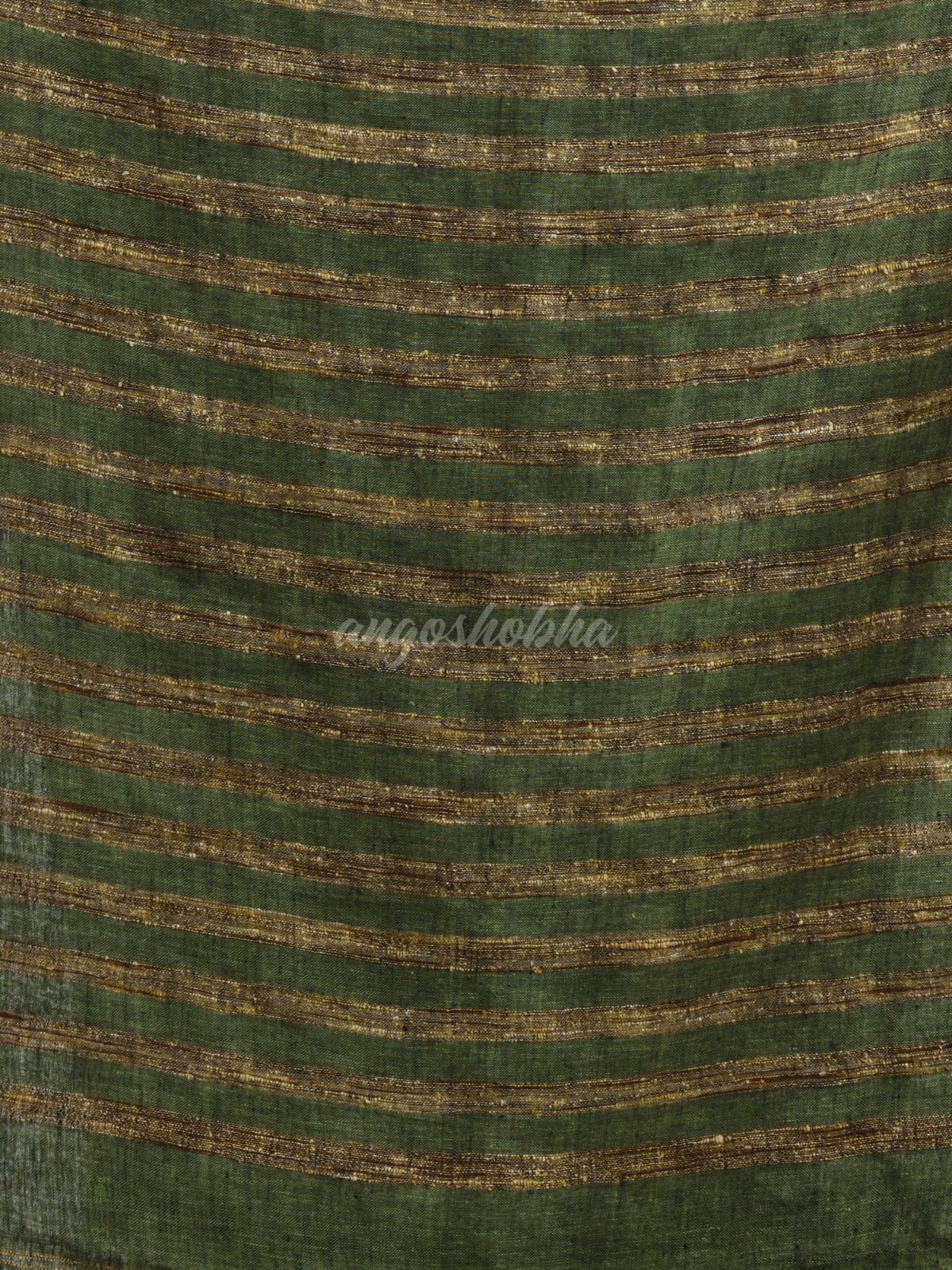 Gorillaz green linen harmonium design handloom saree