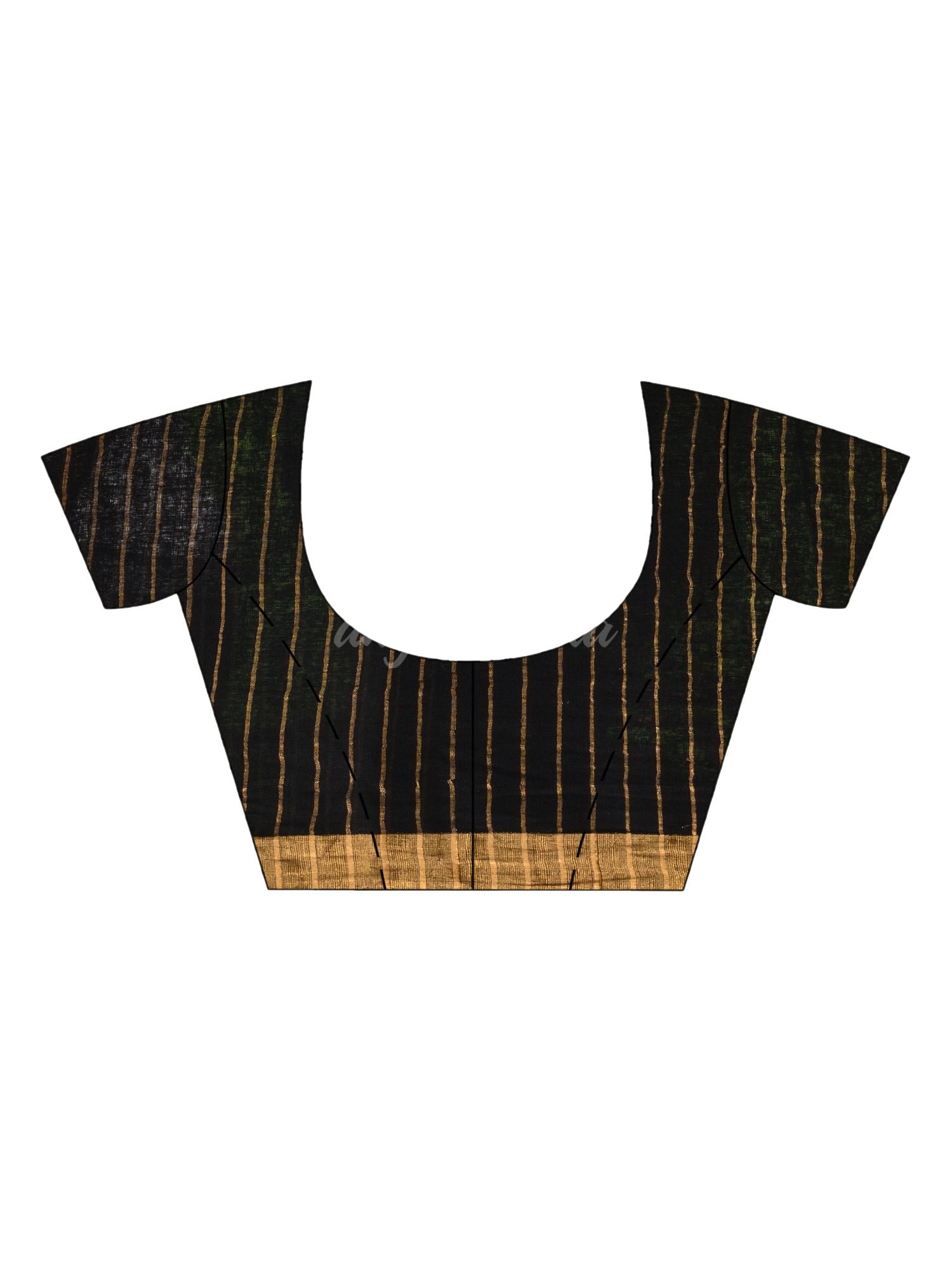 Black linen half check and huff solid body jamdani saree