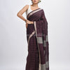 Chocolate brown Traditional Linen Jamdani Saree