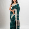Forest green linen jamdani saree