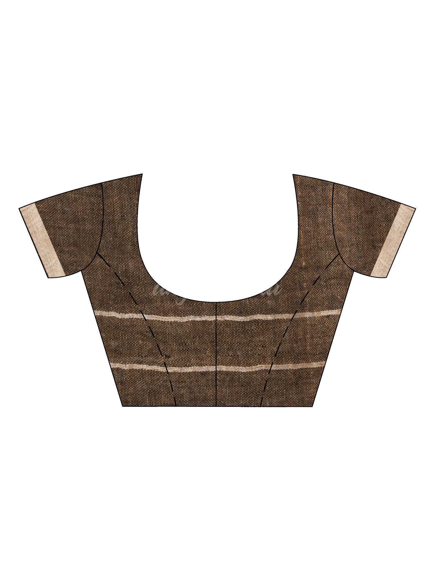 Yellow grey linen jamdani saree