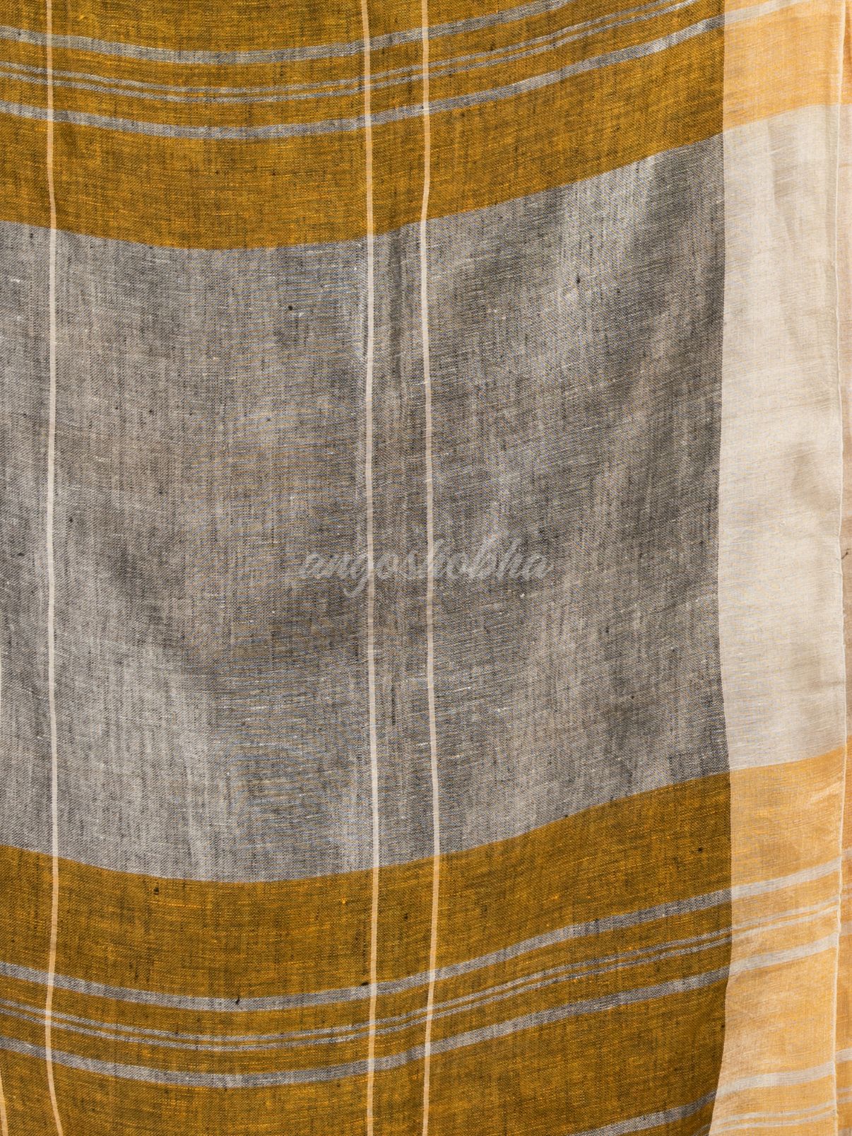 Mustard linen jamdani saree