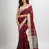 Maroon linen jamdani saree