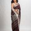 Brown coffee linen jamdani saree