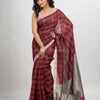 Maroon linen with silver zari  pallu handloom saree