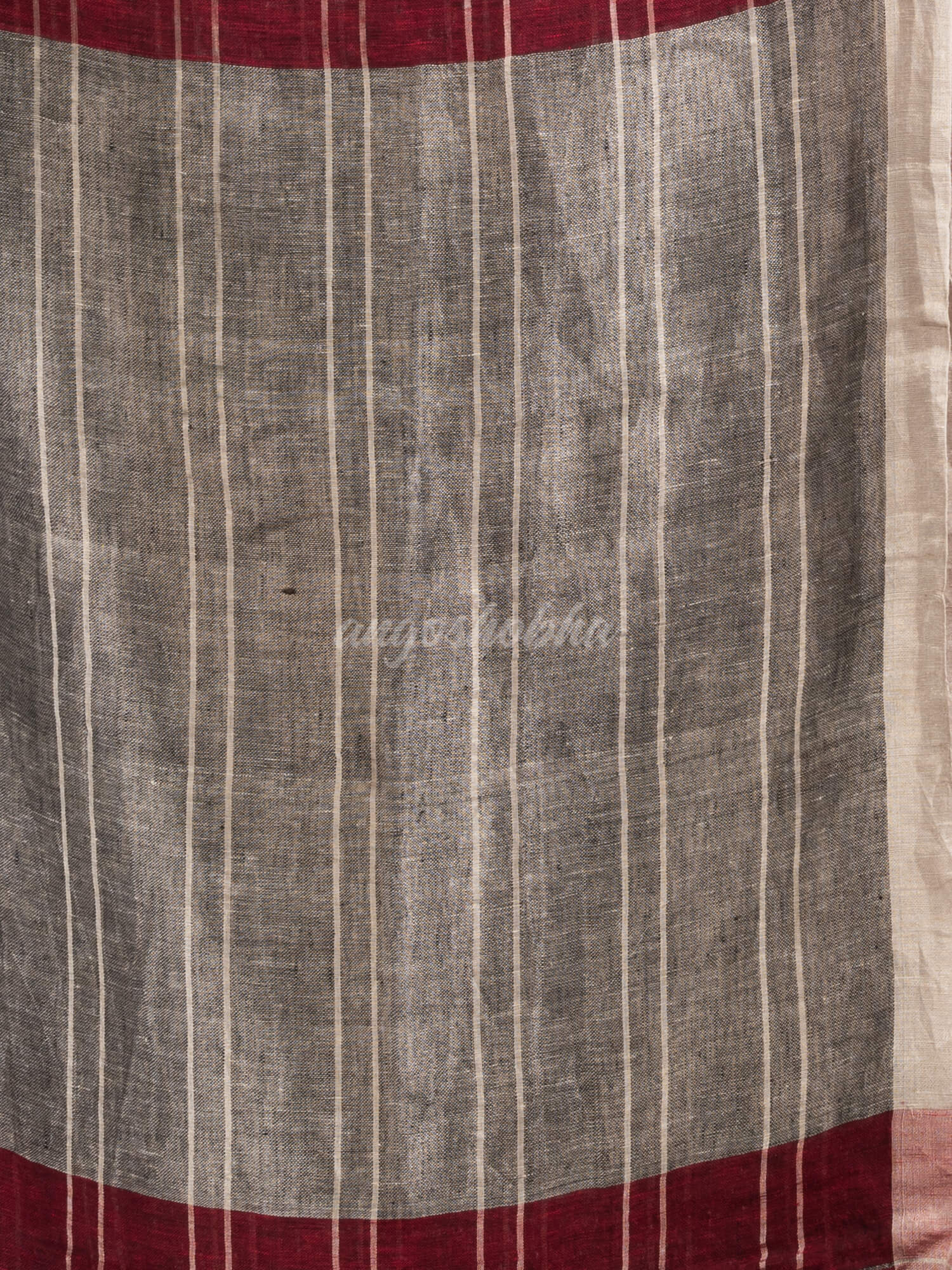 Maroon linen with silver zari  pallu handloom saree