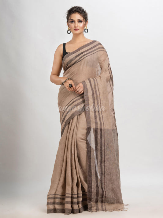 Dark muga linen handloom saree