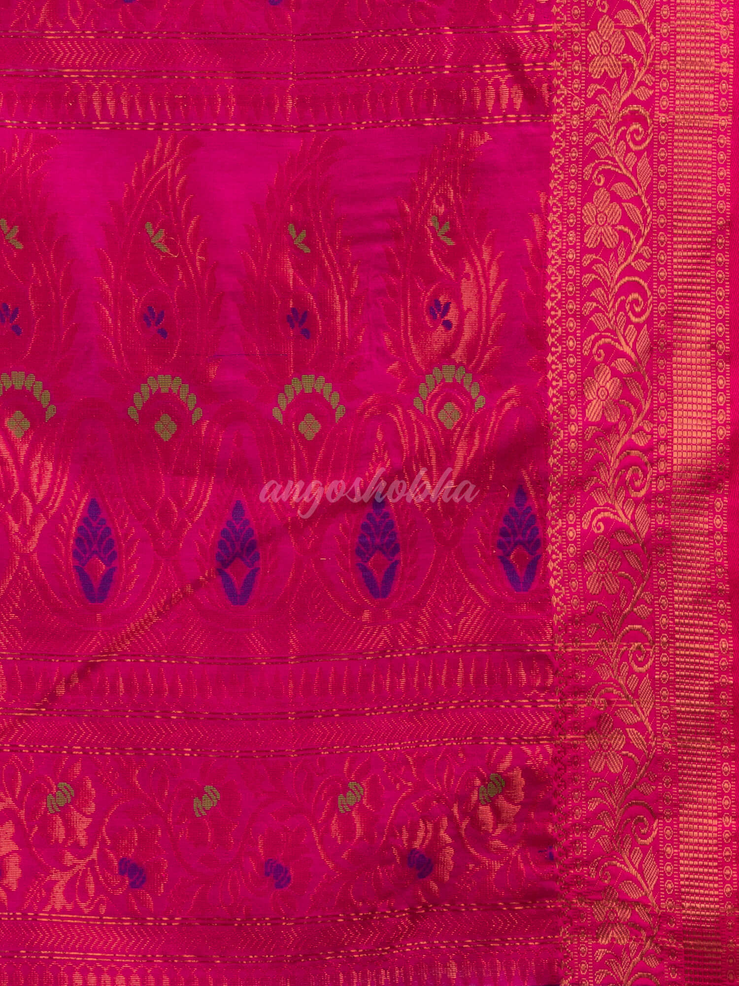 Purple art silk Muslin Jacquard Jamdani Saree