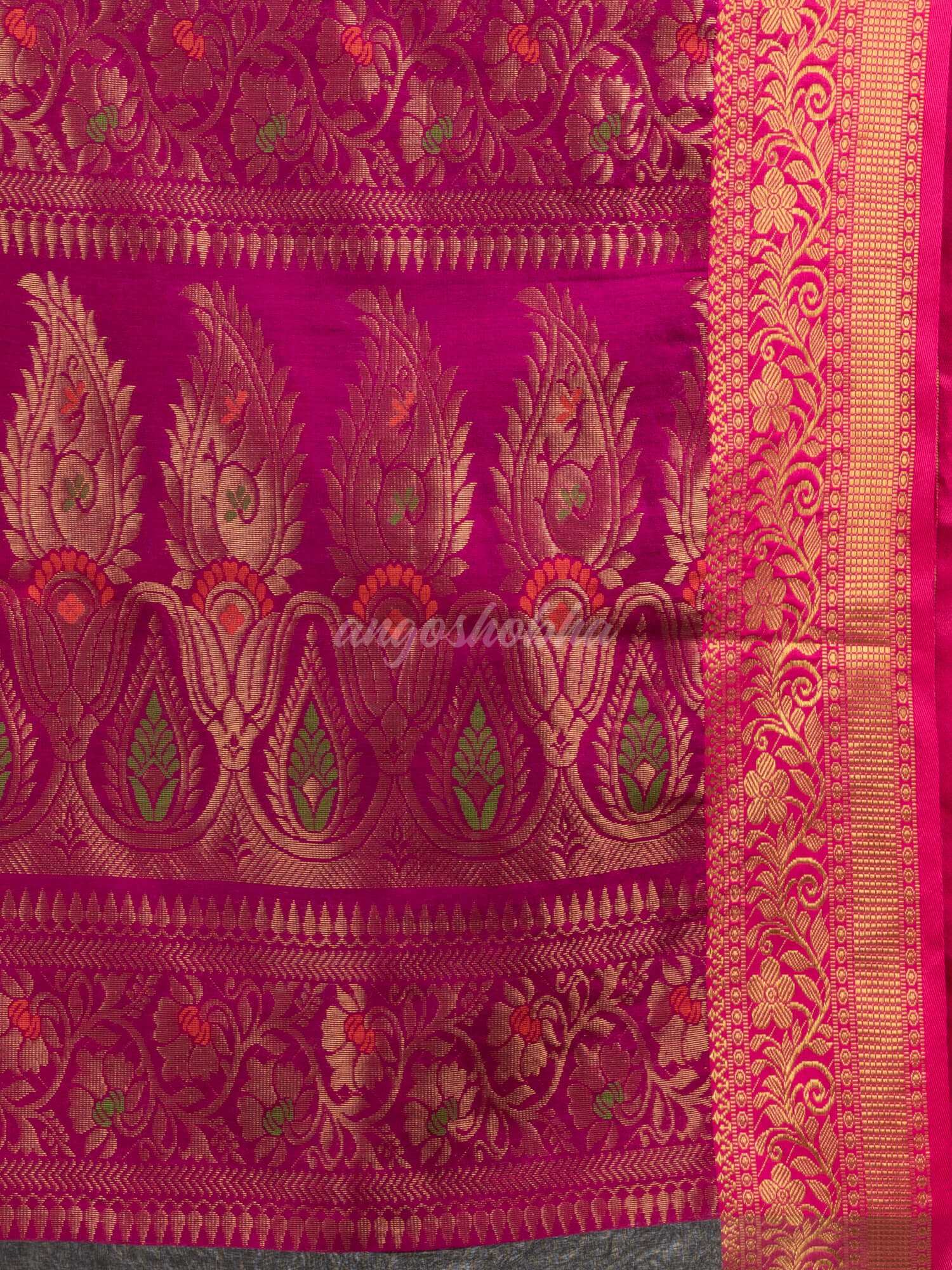 Black art silk with Muslin Jacquard Jamdani Saree