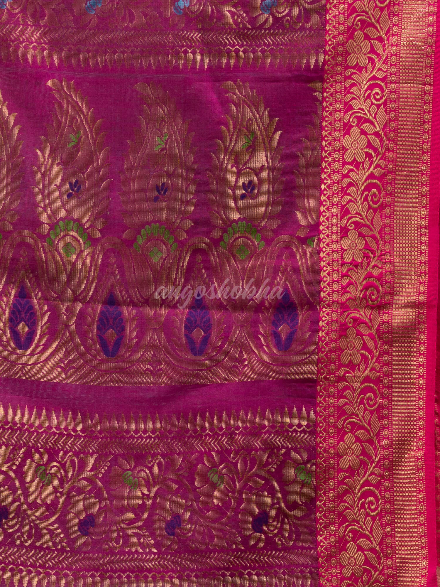 Turquoise art silk with pallu kalka banarasi saree