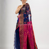 Royal Blue art silk Muslin Jacquard Jamdani Saree