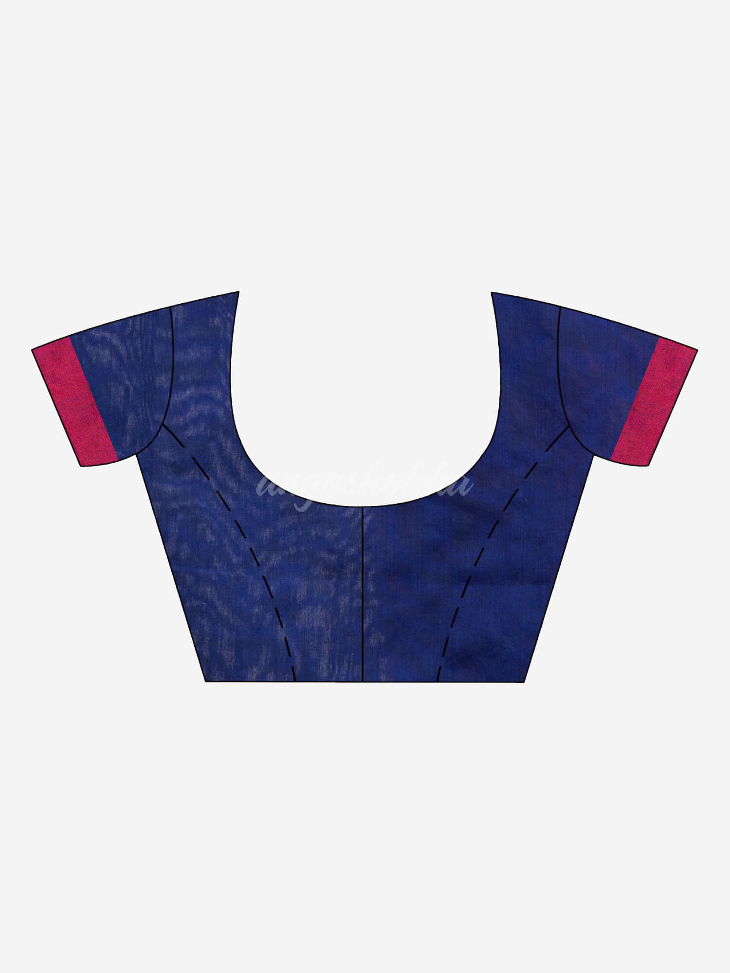 Red & Blue cotton blend half and half handloom saree