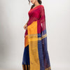 Rani & Blue cotton blend half and half handloom saree