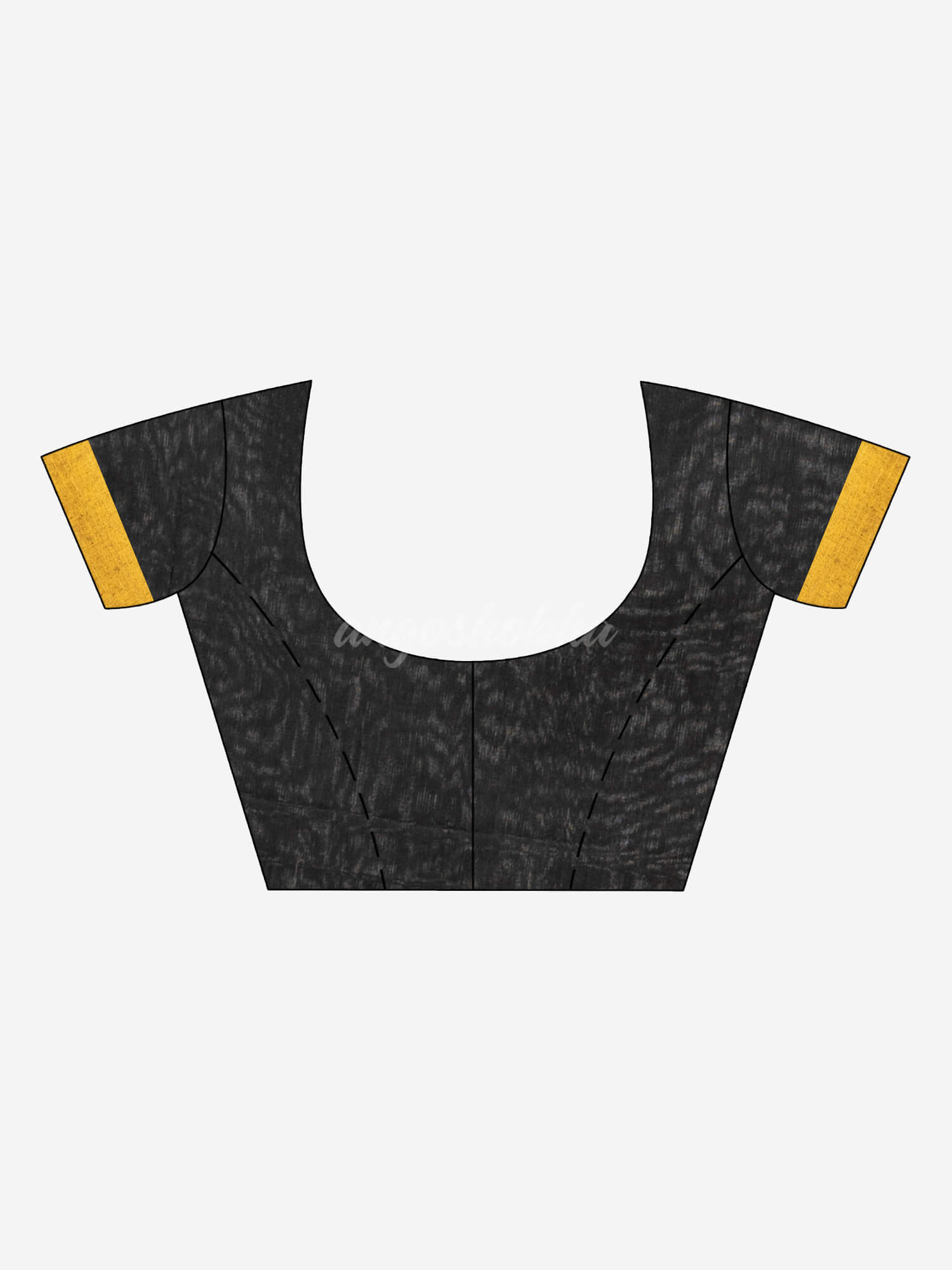 Orange & Black cotton blend half and half handloom saree