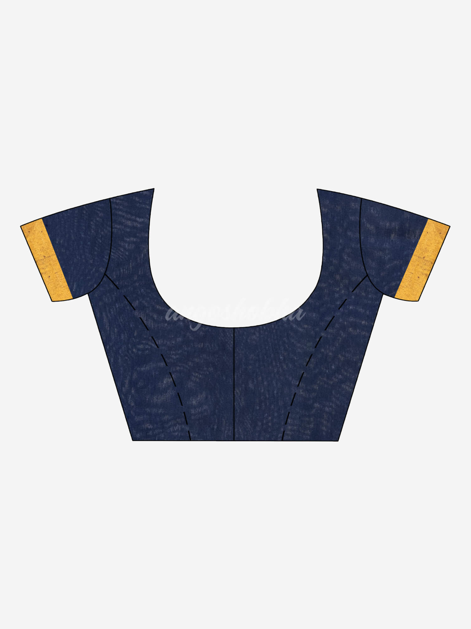 Yellow green & Nevy blue cotton blend half and half handloom saree