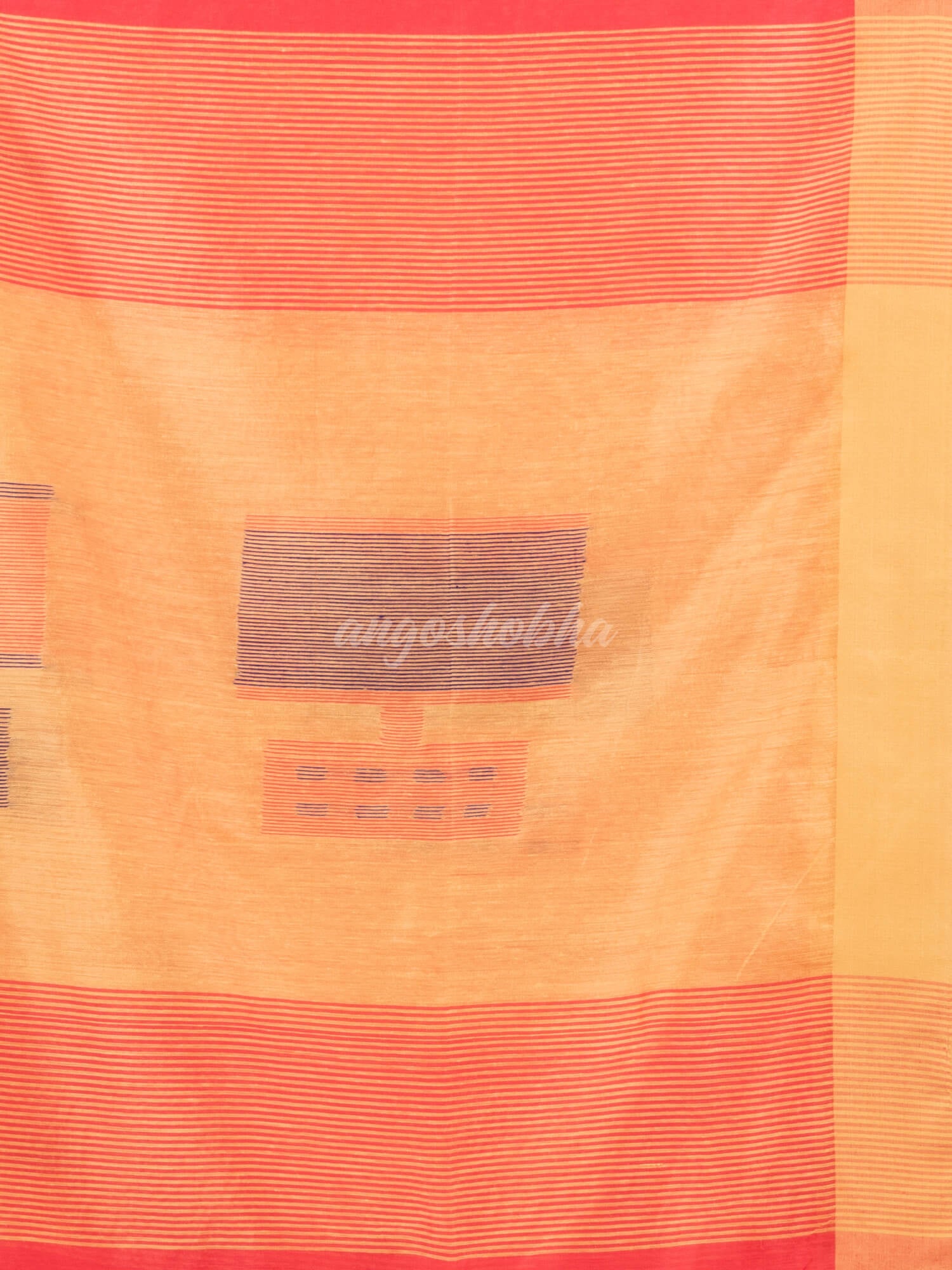 Pastel red cotton blend all body laptop motive with pallu light yellow jamdani saree