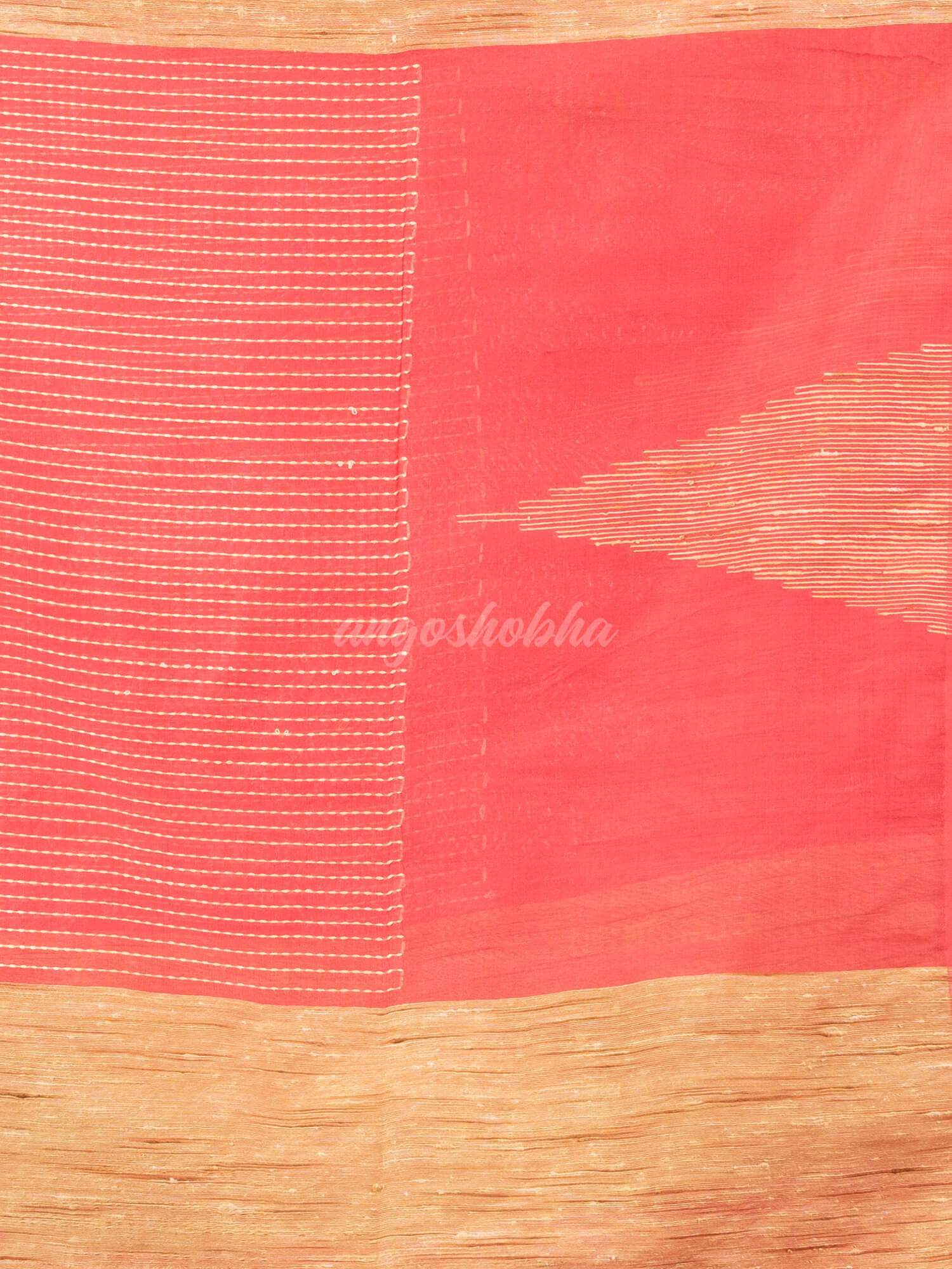 Pastel red cotton blend handloom saree