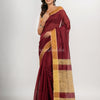 Maroon cotton blend with pallu ghicha handloom saree
