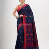 Navy Blue cotton all body buti with kalka pallu and solid broder handloom jacquard saree