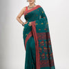 Pine green cotton all body buti with kalka pallu and solid broder handloom jacquard saree