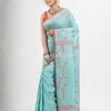 Electric Blue cotton jacquard jamdani saree