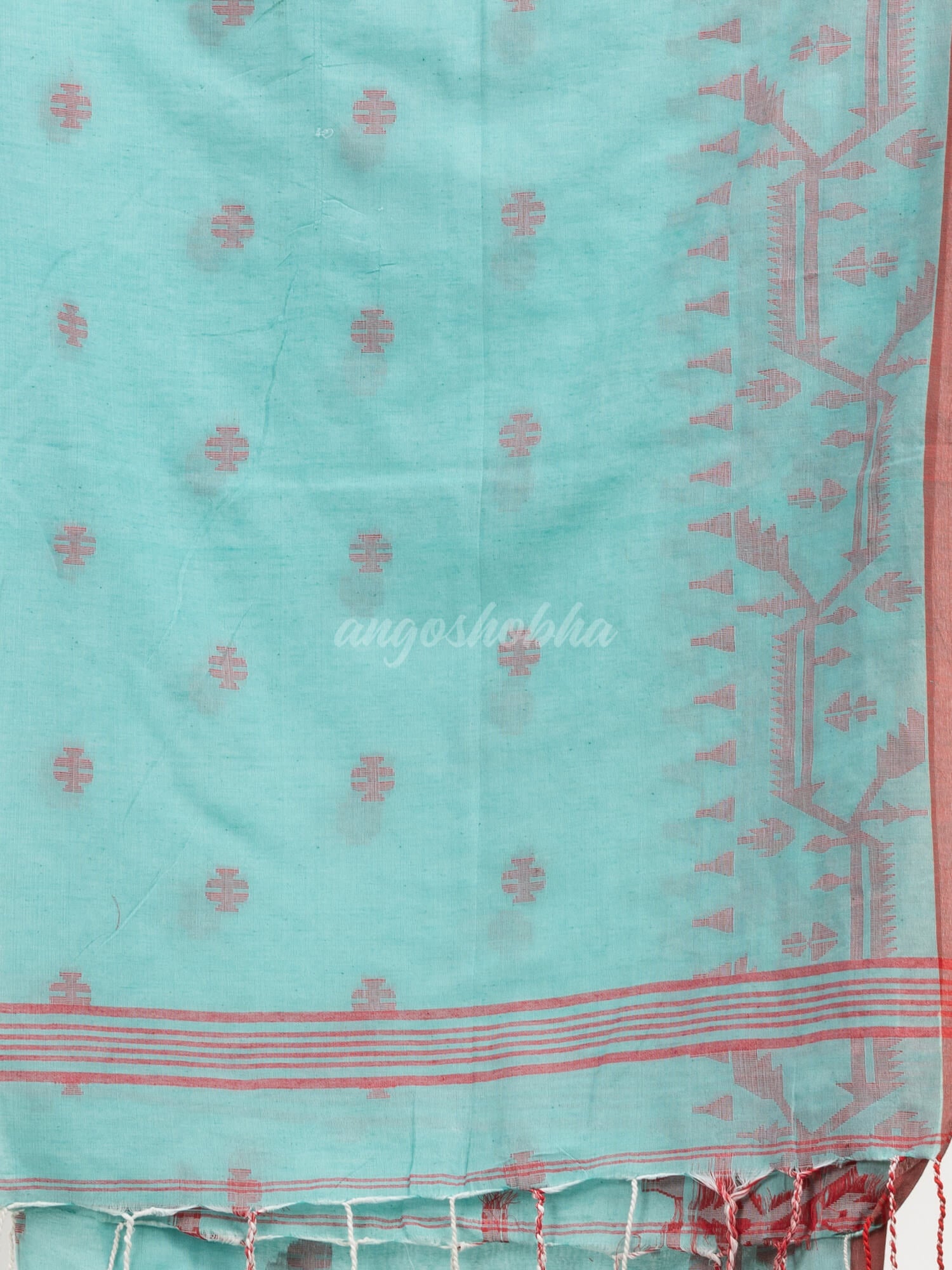 Electric Blue cotton jacquard jamdani saree