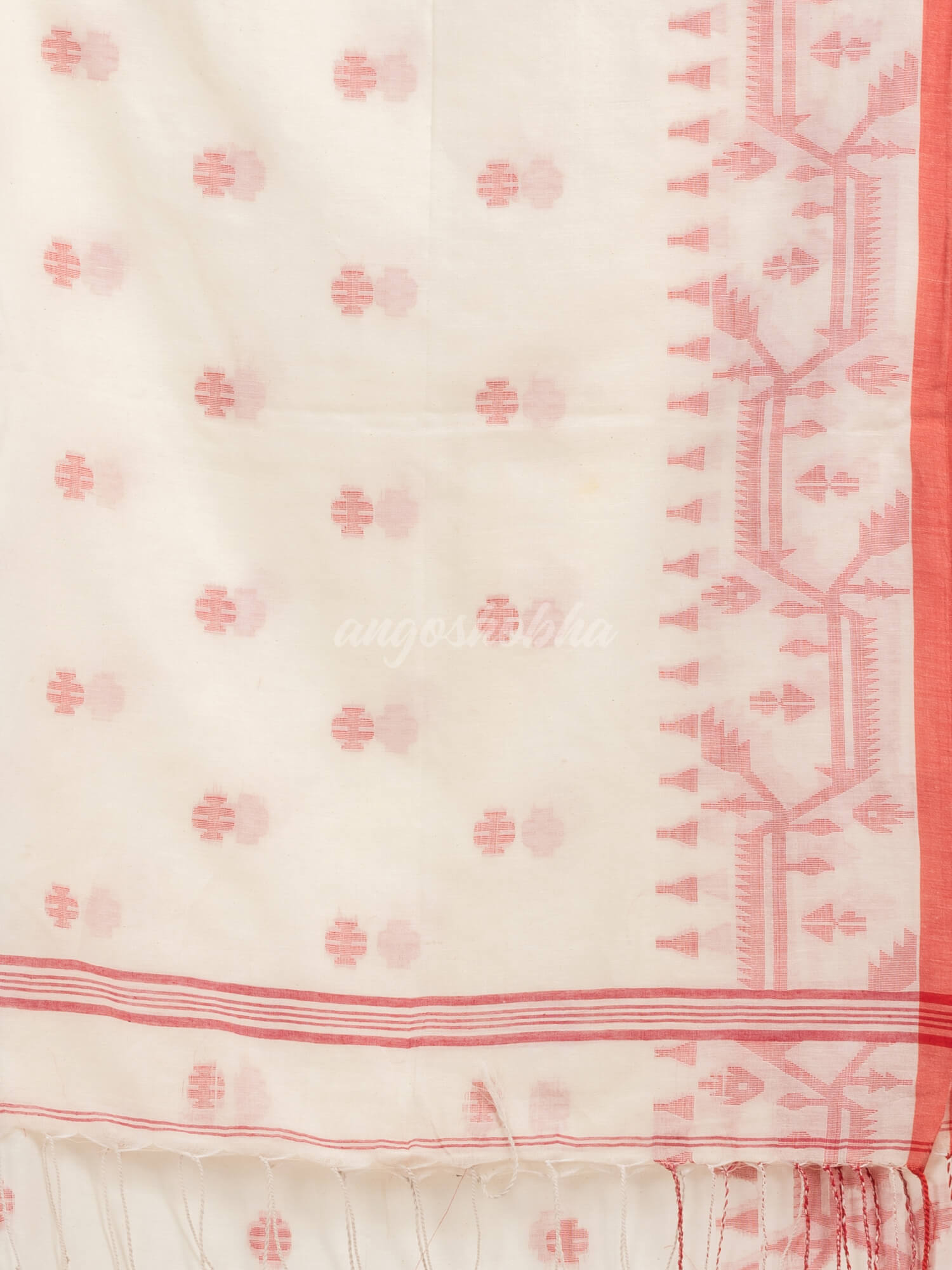 White cotton jacquard jamdani saree