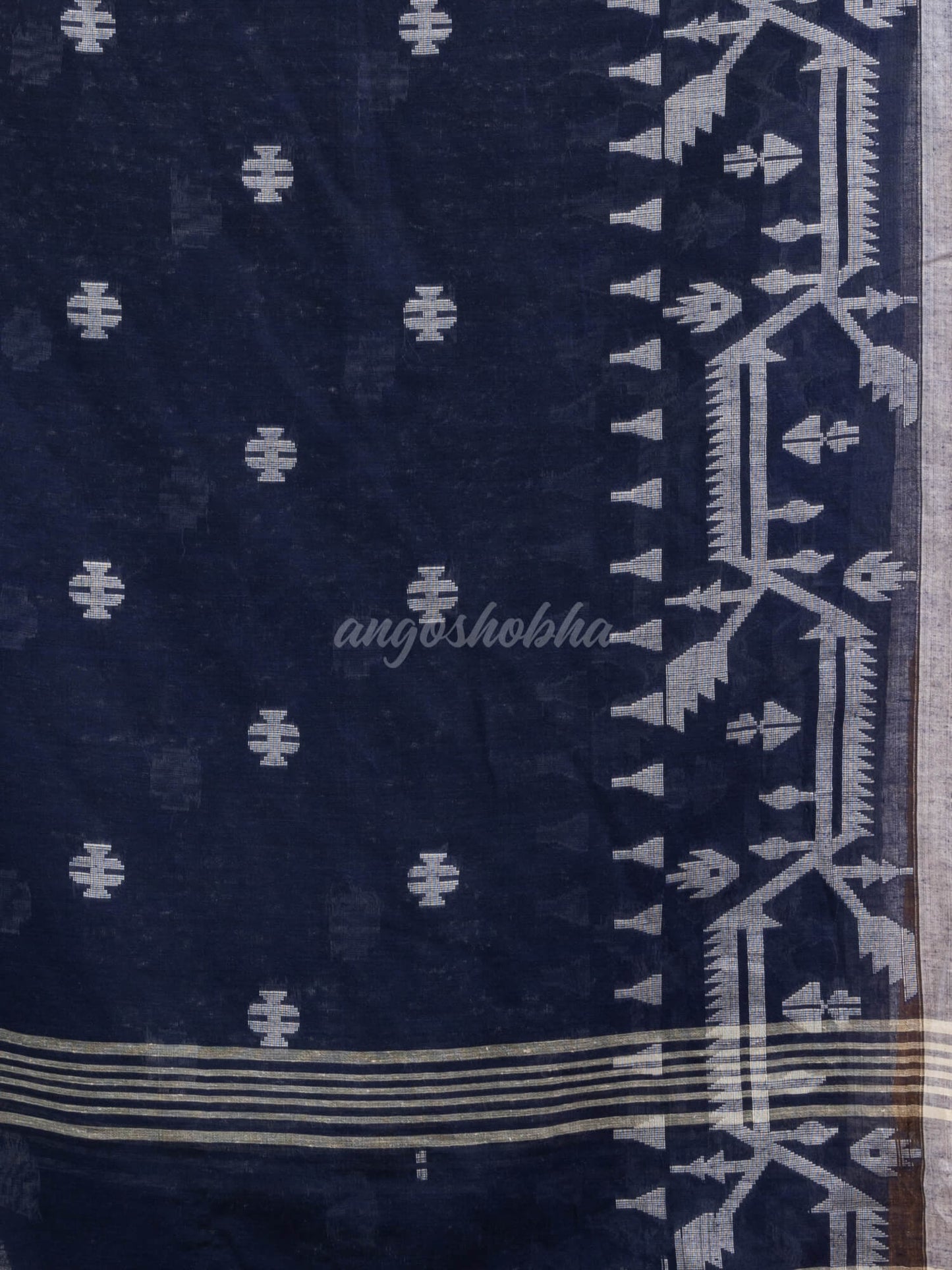 Navy Blue cotton jacquard jamdani saree