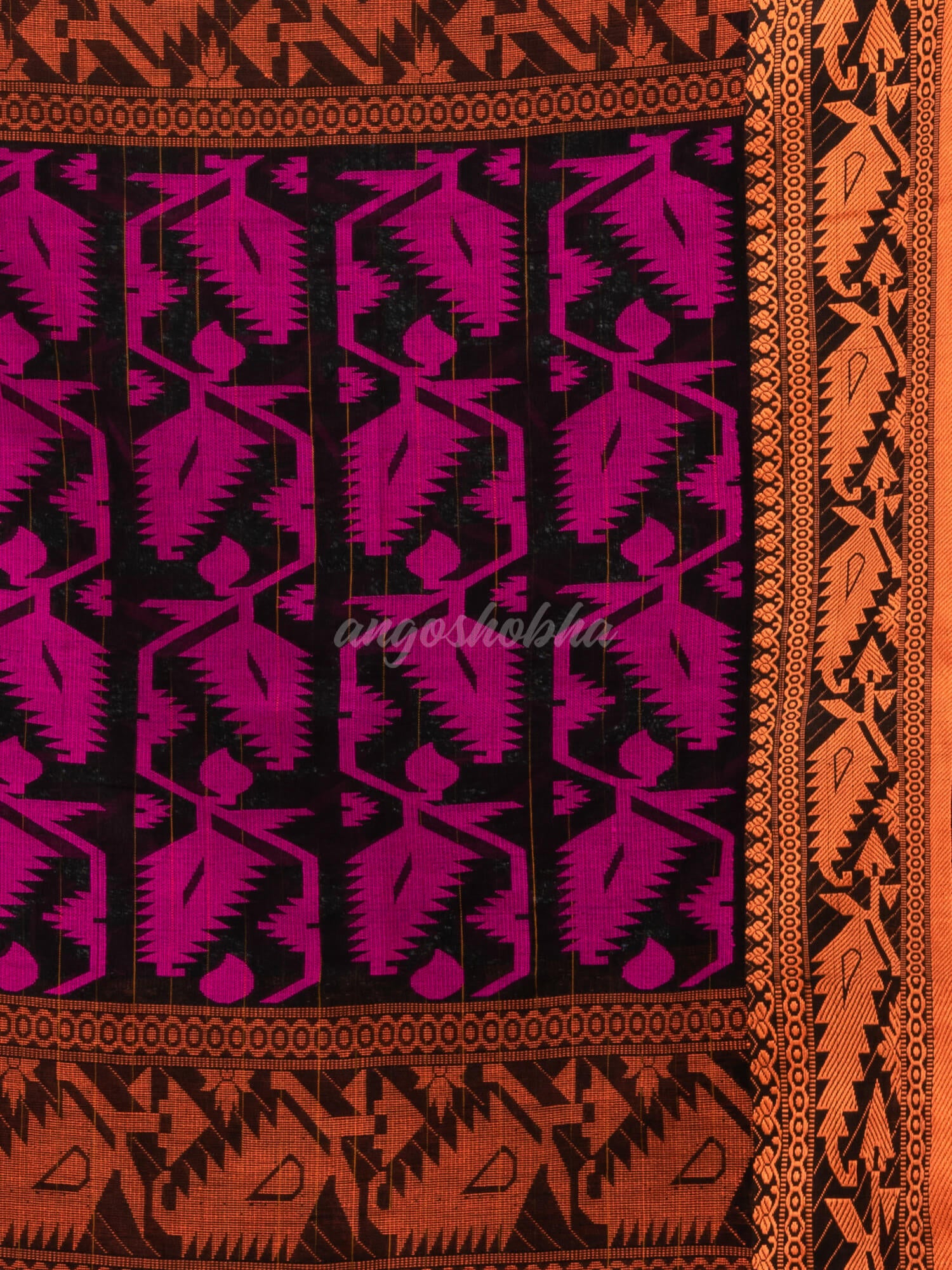 Black cotton all body tai dai with pallu jacquard and ganga jamuna jacquard broder handloom saree