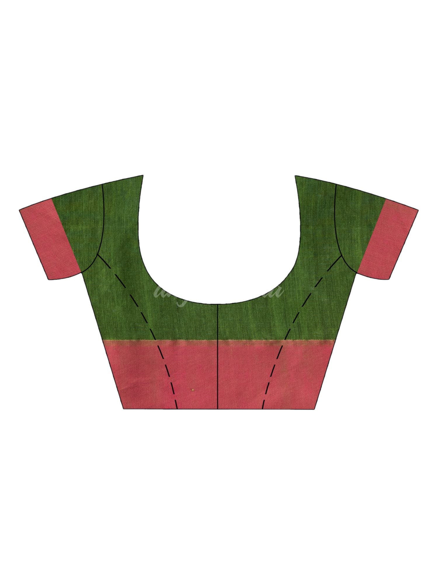 Jungle Green cotton all body jacquard stripe with pallu jacquard and ganga jamuna solid broder handloom saree