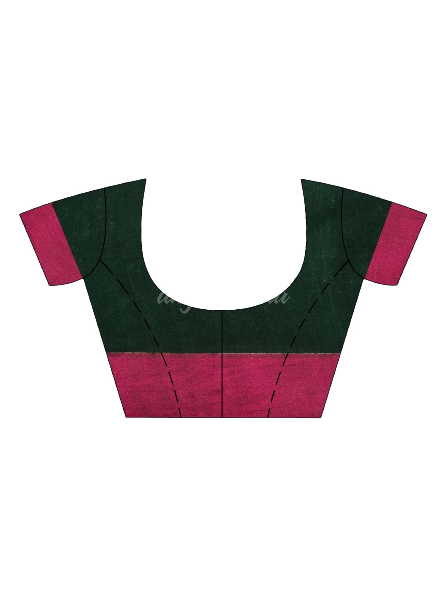 Bottle Green cotton all body jacquard stripe with pallu jacquard and ganga jamuna solid broder handloom saree