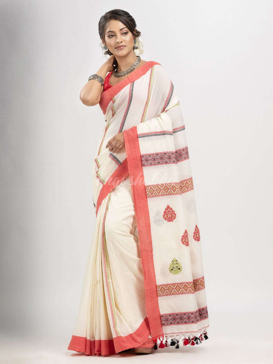 Black cotton all body jacquard stripe with pallu jacquard motive and solid broder handloom saree