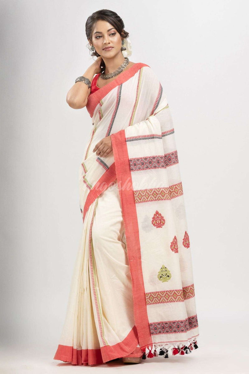 Black cotton all body jacquard stripe with pallu jacquard motive and solid broder handloom saree