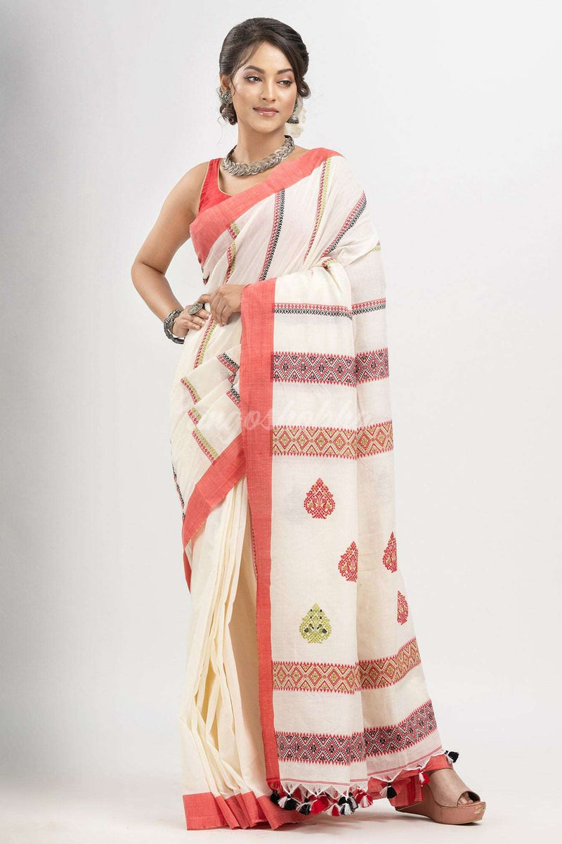 Black cotton all body jacquard stripe with pallu jacquard motive and solid broder handloom saree