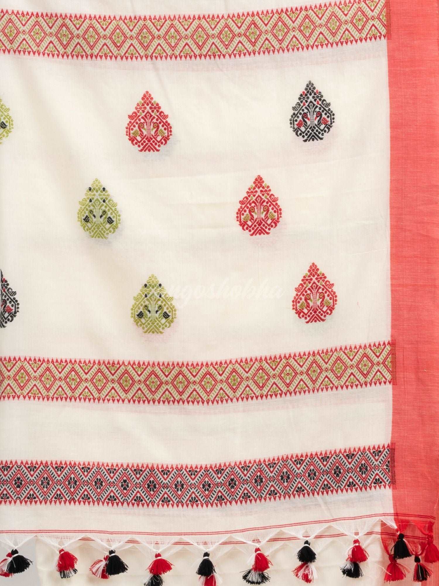 Black cotton all body jacquard stripe with pallu jacquard motive and solid broder handloom saree