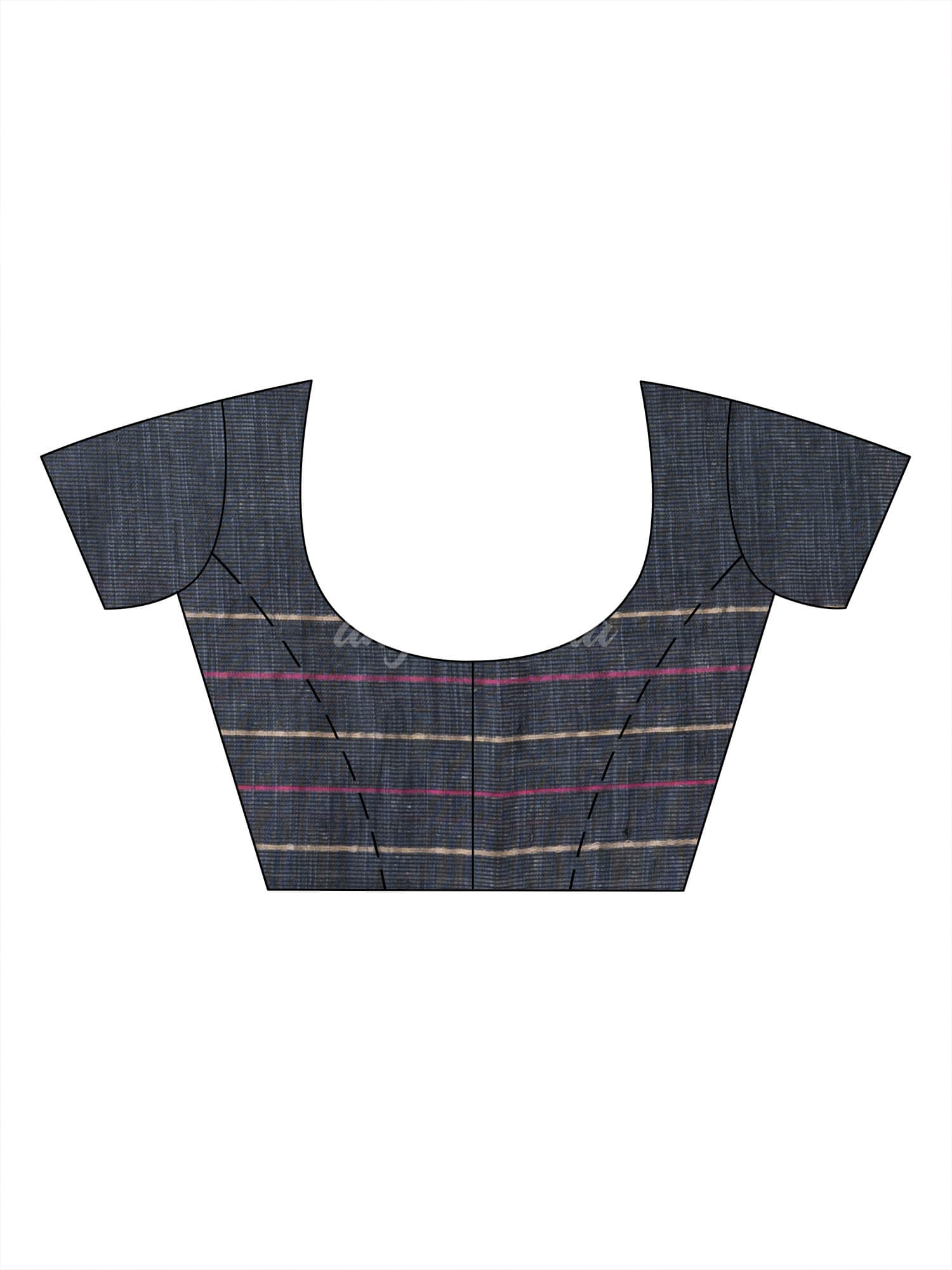 Steel grey cotton all body check and buti with pallu buti in solid broder handloom saree