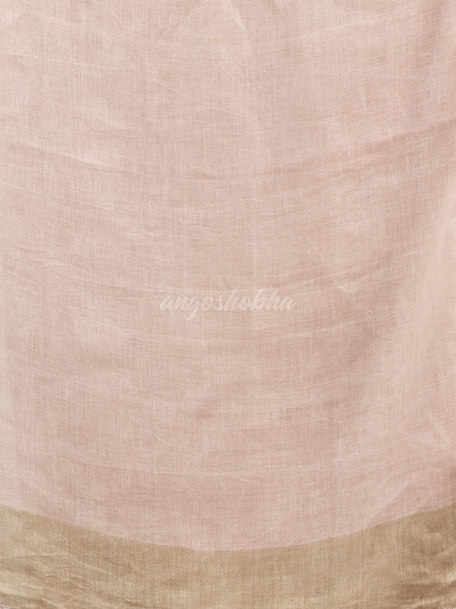 Oct Beige linen solid body with soft Pink Greenish Pallu handloom saree