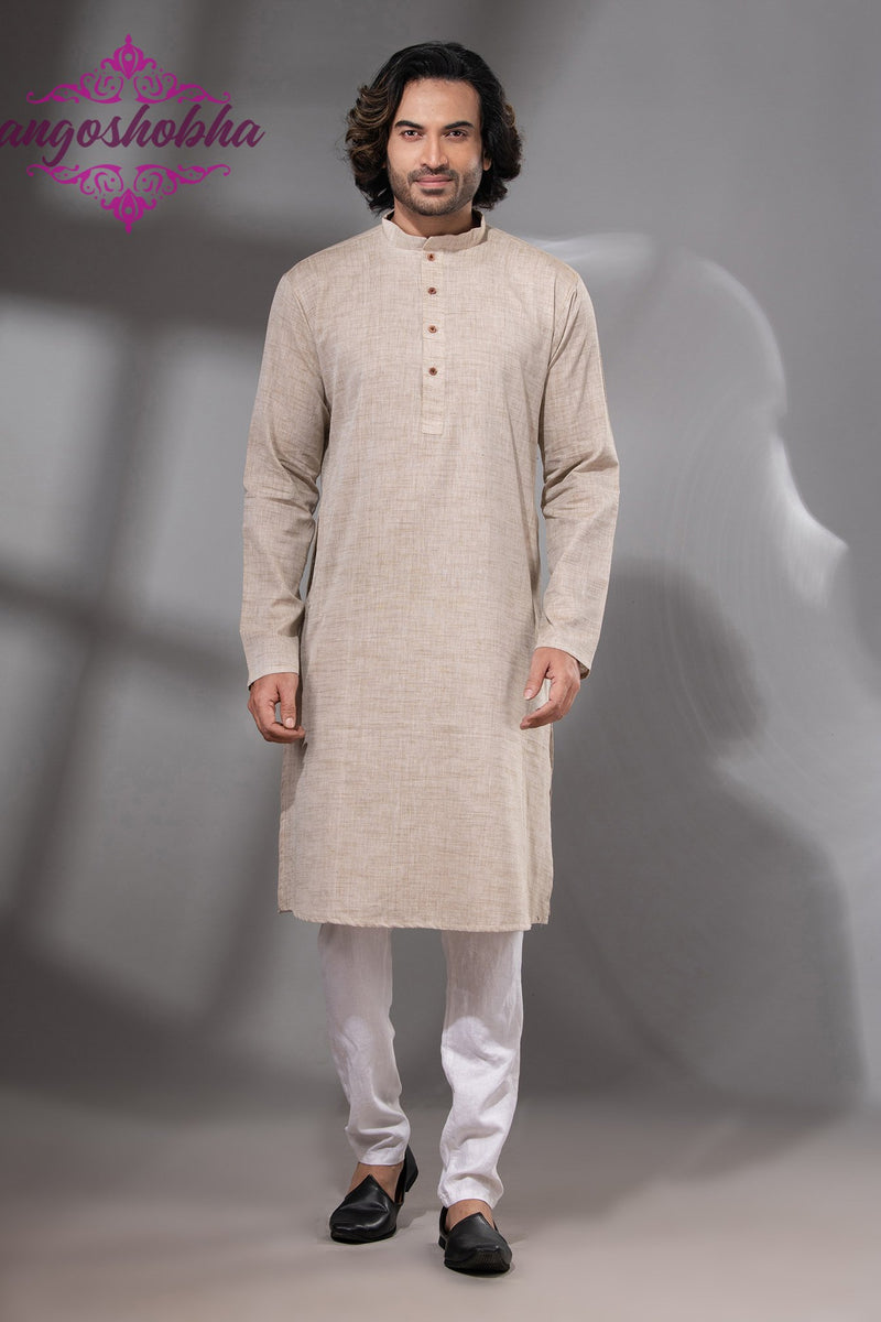 Silk Grey Cotton Men's Punjabi