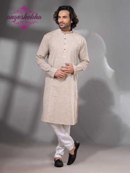 Silk Grey Cotton Men's Punjabi