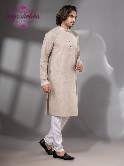 Silk Grey Cotton Men's Punjabi