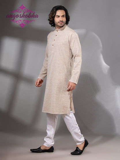 Silk Grey Cotton Men's Punjabi