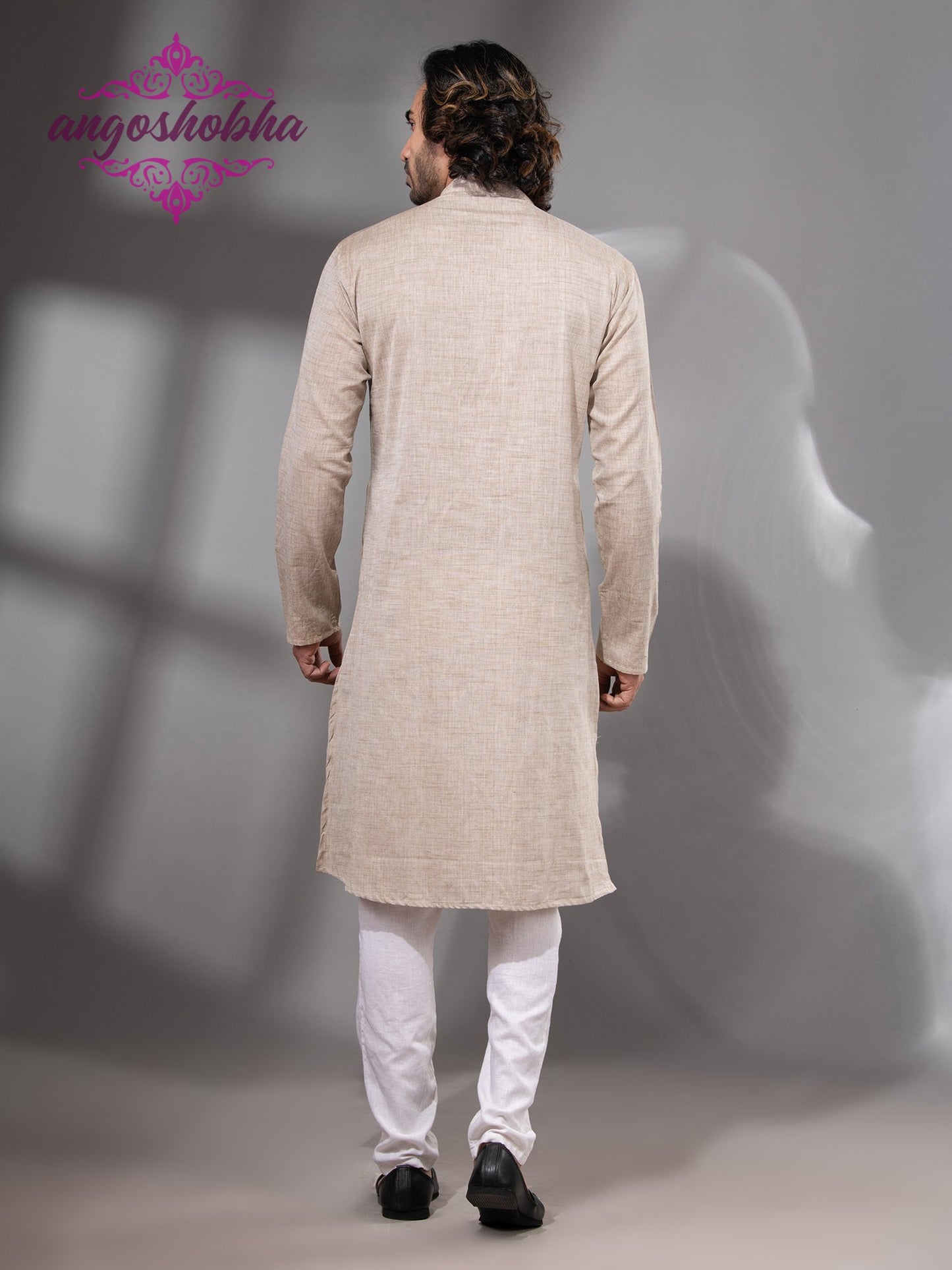 Silk Grey Cotton Men's Punjabi