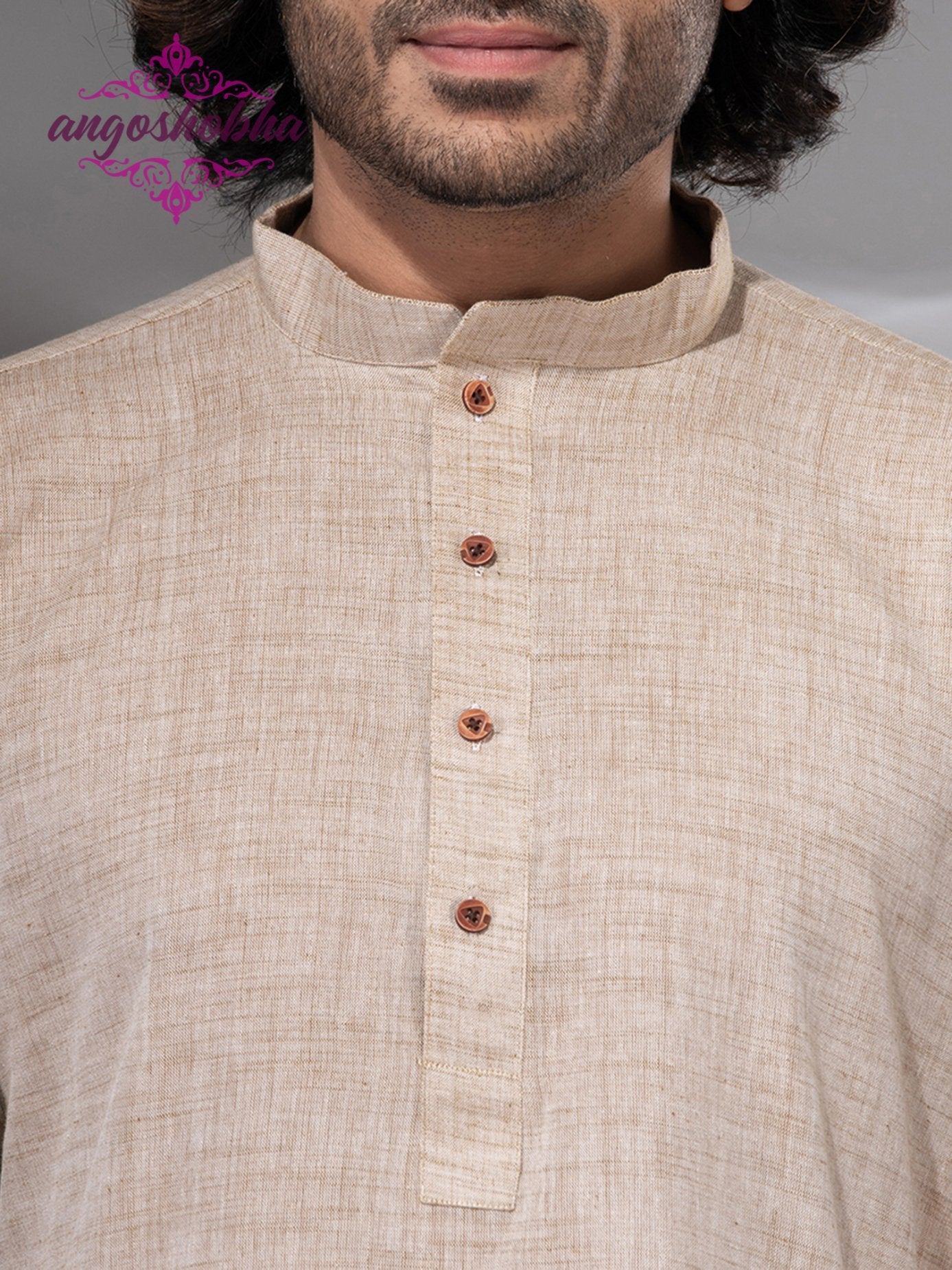 Silk Grey Cotton Men's Punjabi