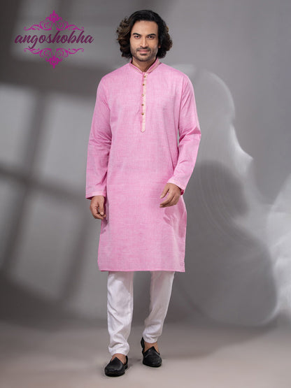 Blush Pink Cotton Men's Punjabi