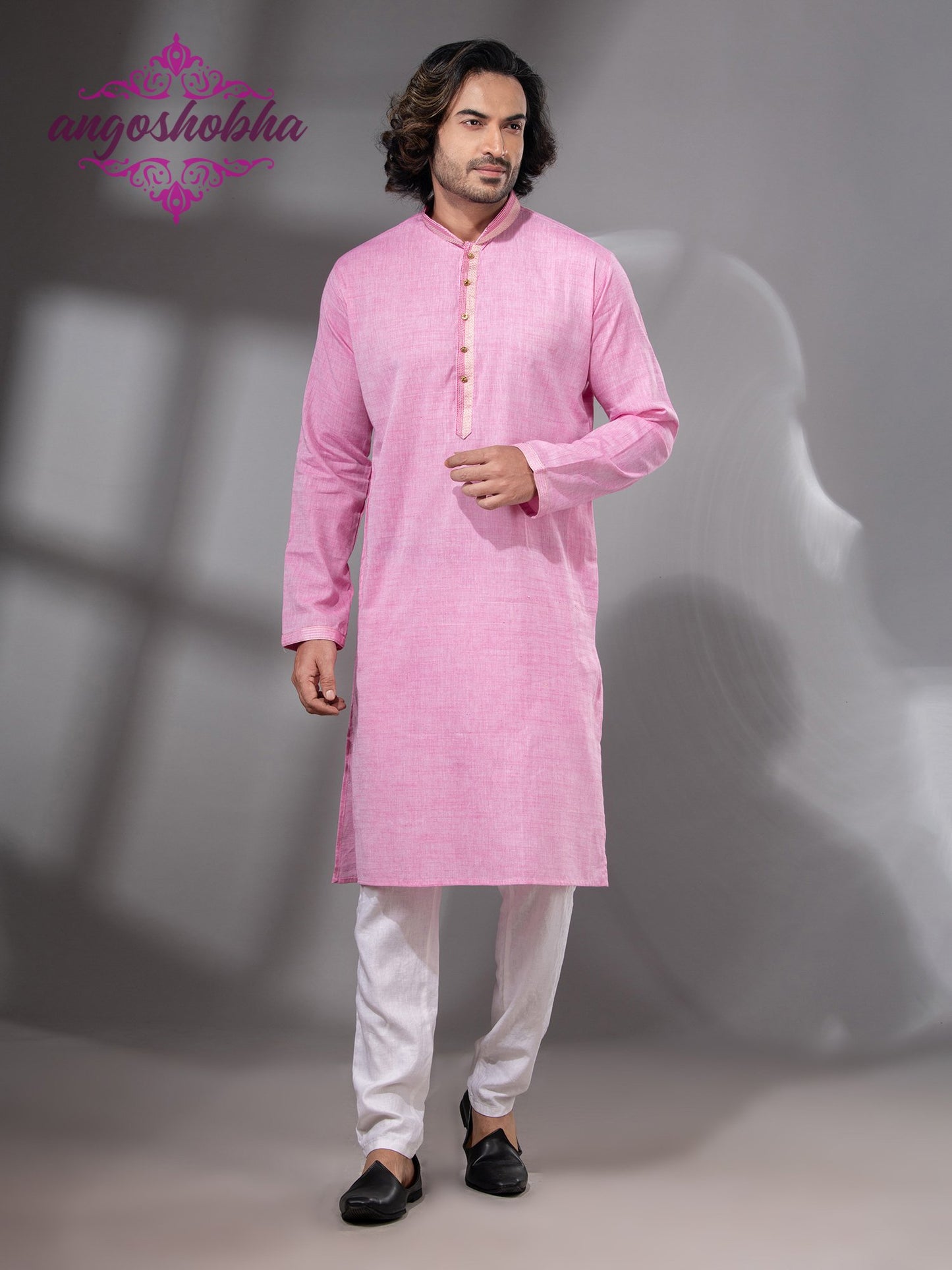 Blush Pink Cotton Men's Punjabi